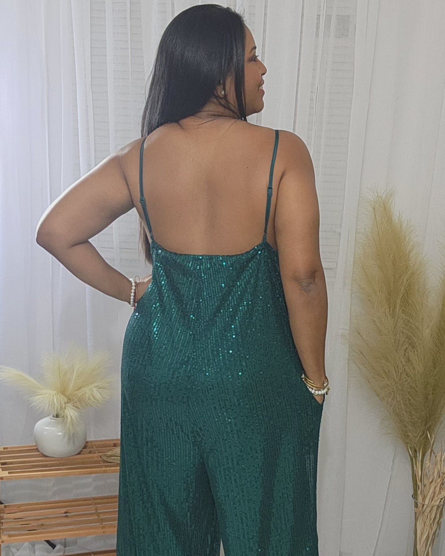 Sequins jumpsuit green