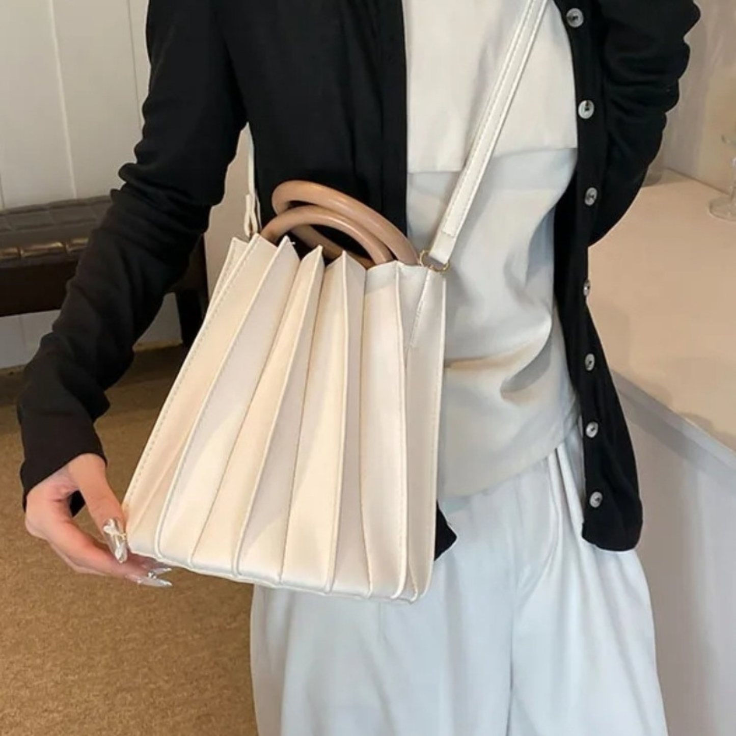 Cartera acordeón en leather