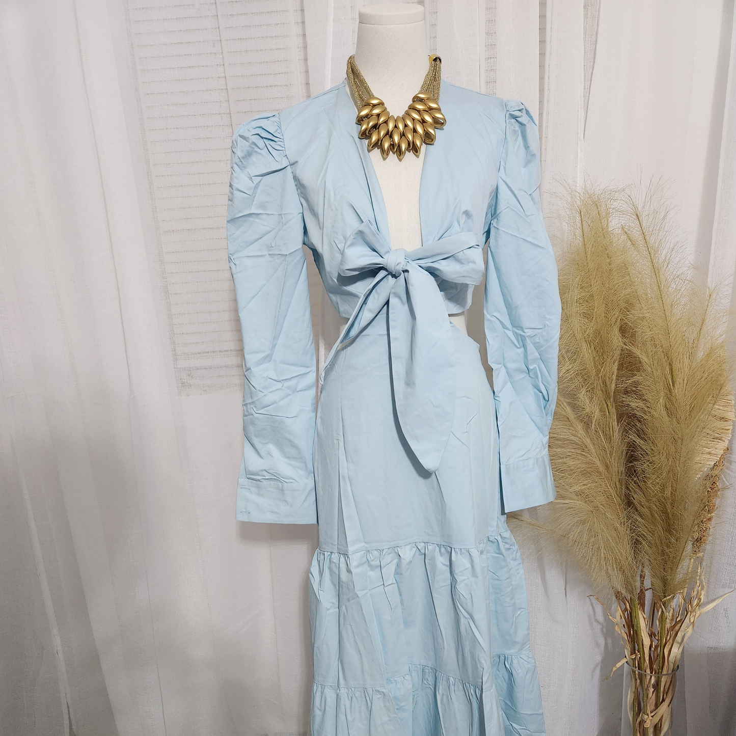 Vestido largo simple color azul claro
