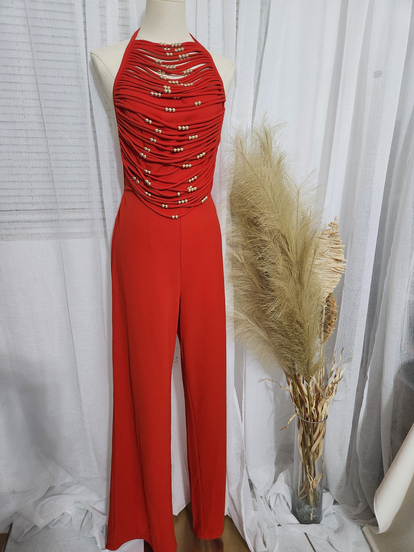Jumpsuit rojo tipo halter