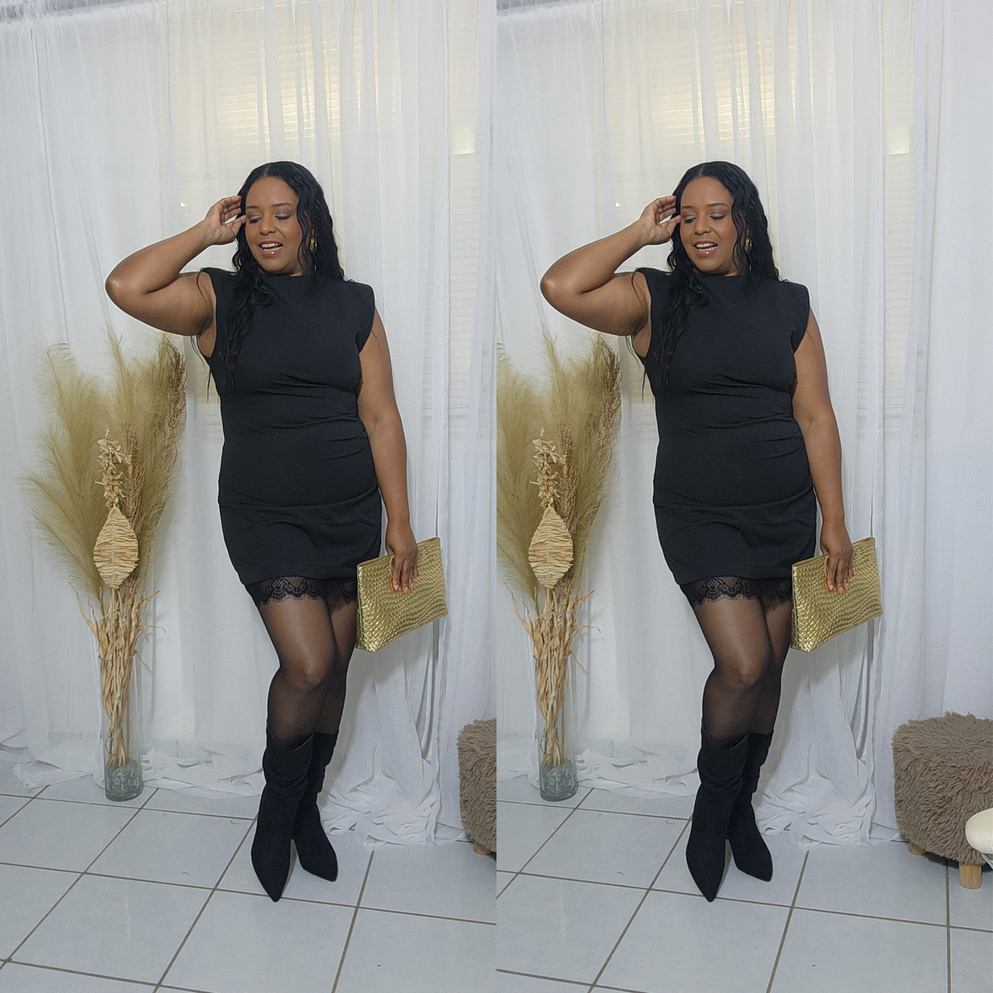 Vestido en encaje color negro