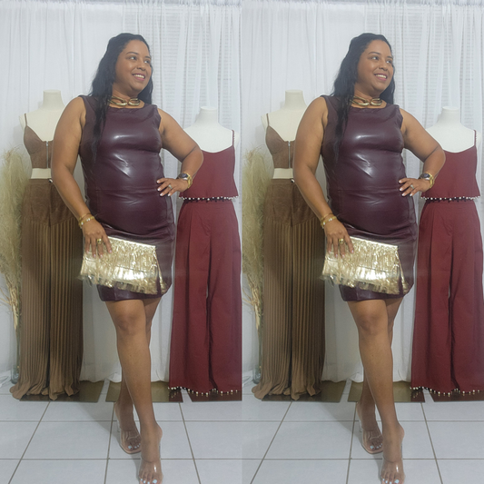 Leather mini dress vintage burgundy
