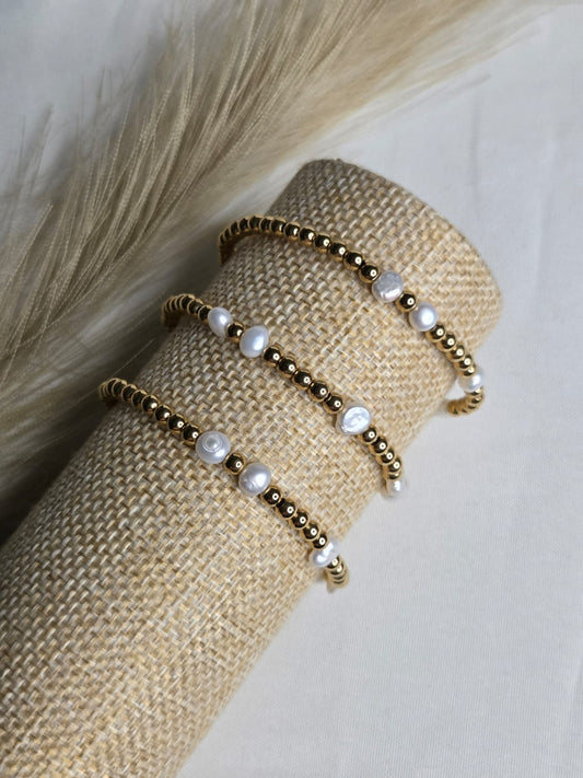Pulseras elasticas con perlas