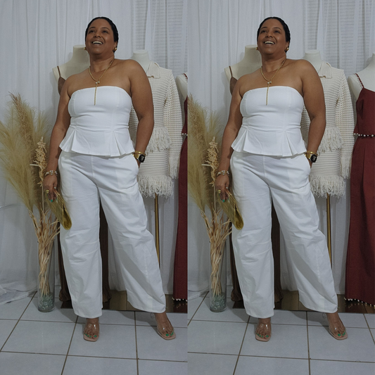 Jumpsuit barrel jeans blanco