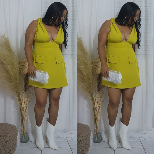 Lime luxe mini dress
