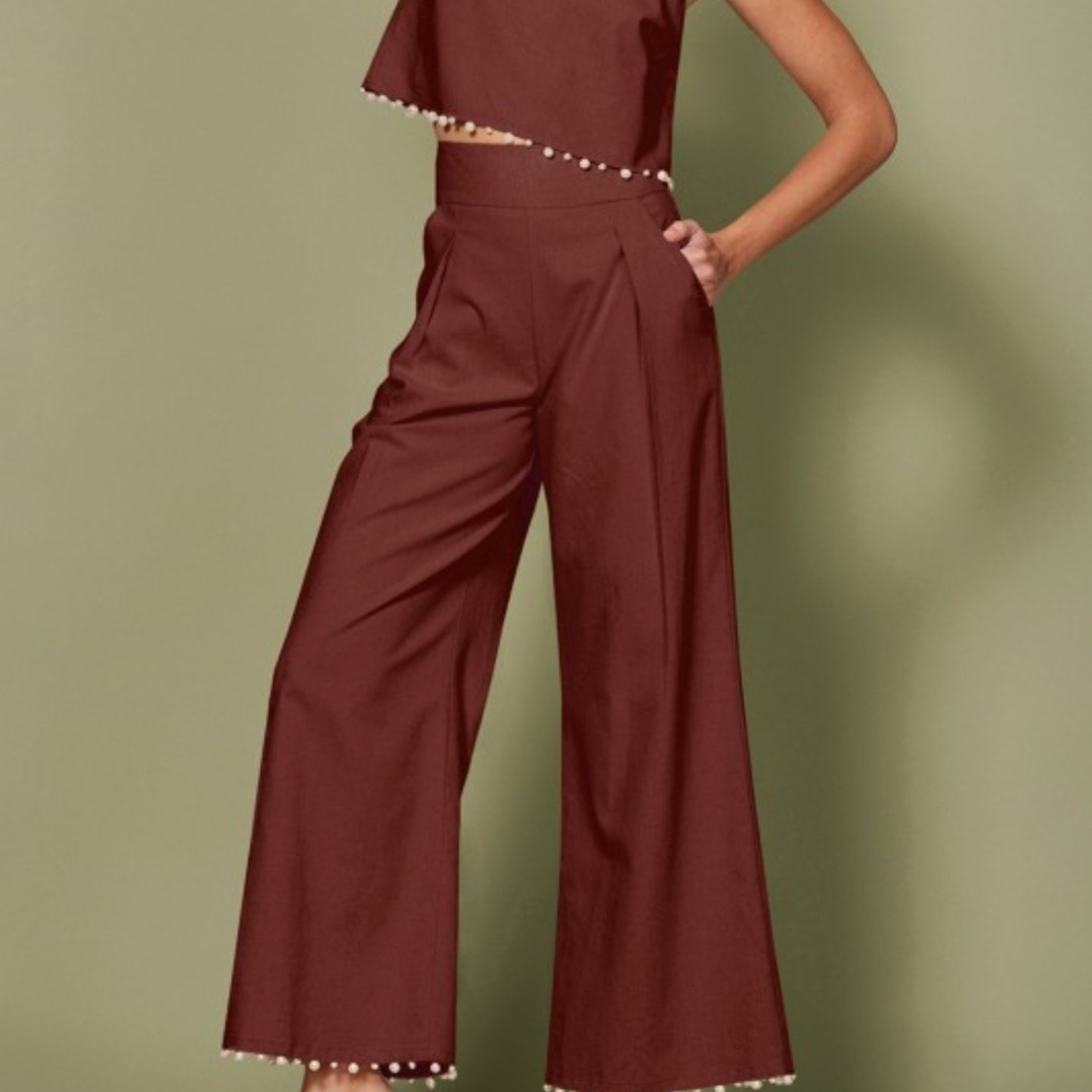 Set terracota con detalles en perlas