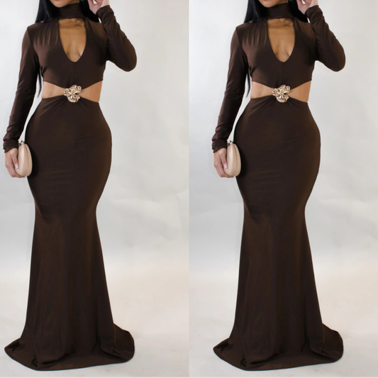 Brown dress cut out